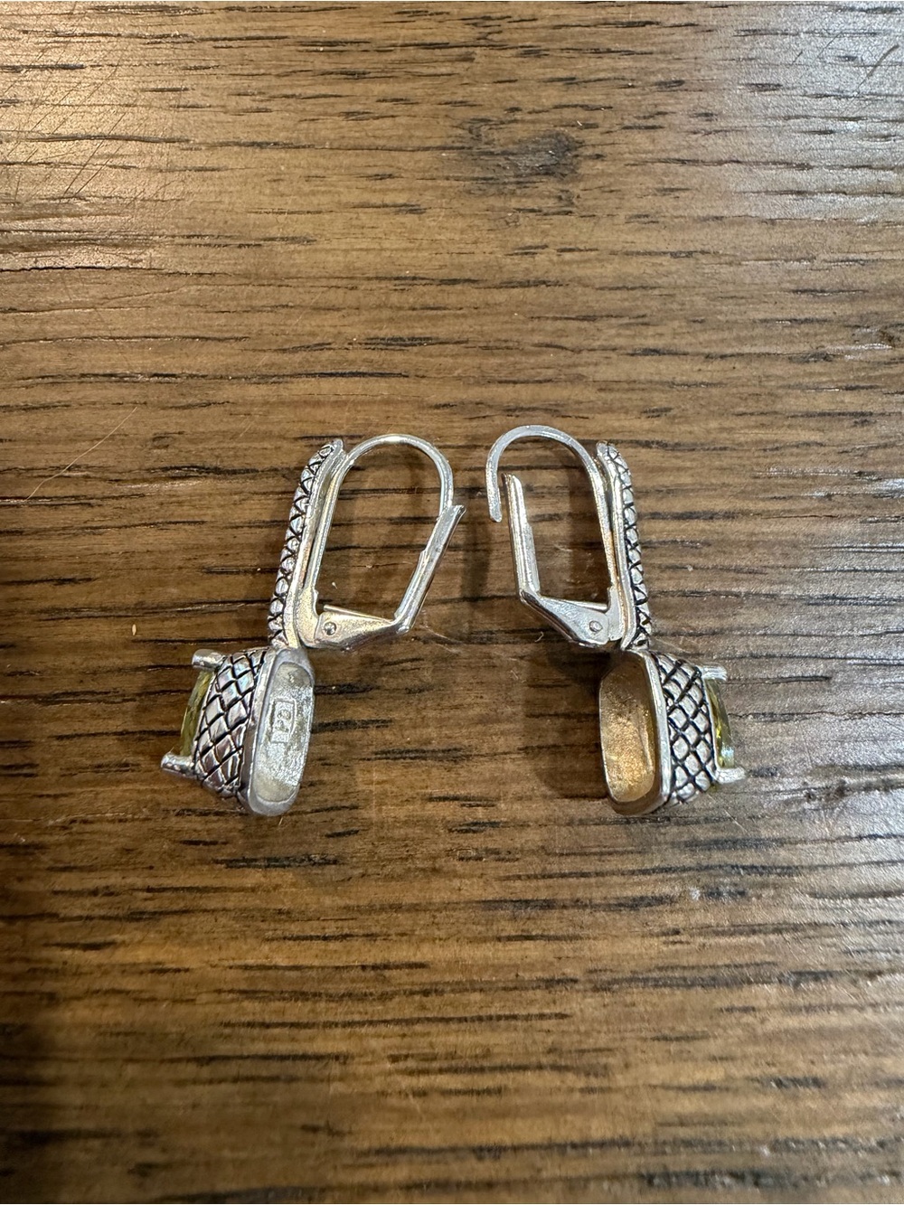 Source Unknown Silver Drop Earrings with Yellow Cushion Stones - Picture 5 of 8